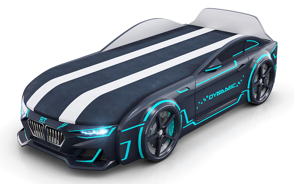 Romack Dynamic-M Neon Кровать машина с матрасом и подсветкой фар интернет магазин Romack Romeo Romack Dynamic-M Neon Кровать машина с матрасом и подсветкой фар купить в интернет магазине